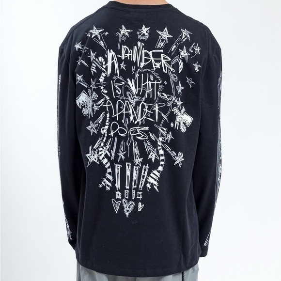 Charles Jeffrey Loverboy Designer Long Sleeve Graphic Tee in Black sz Medium - Picture 5 of 9
